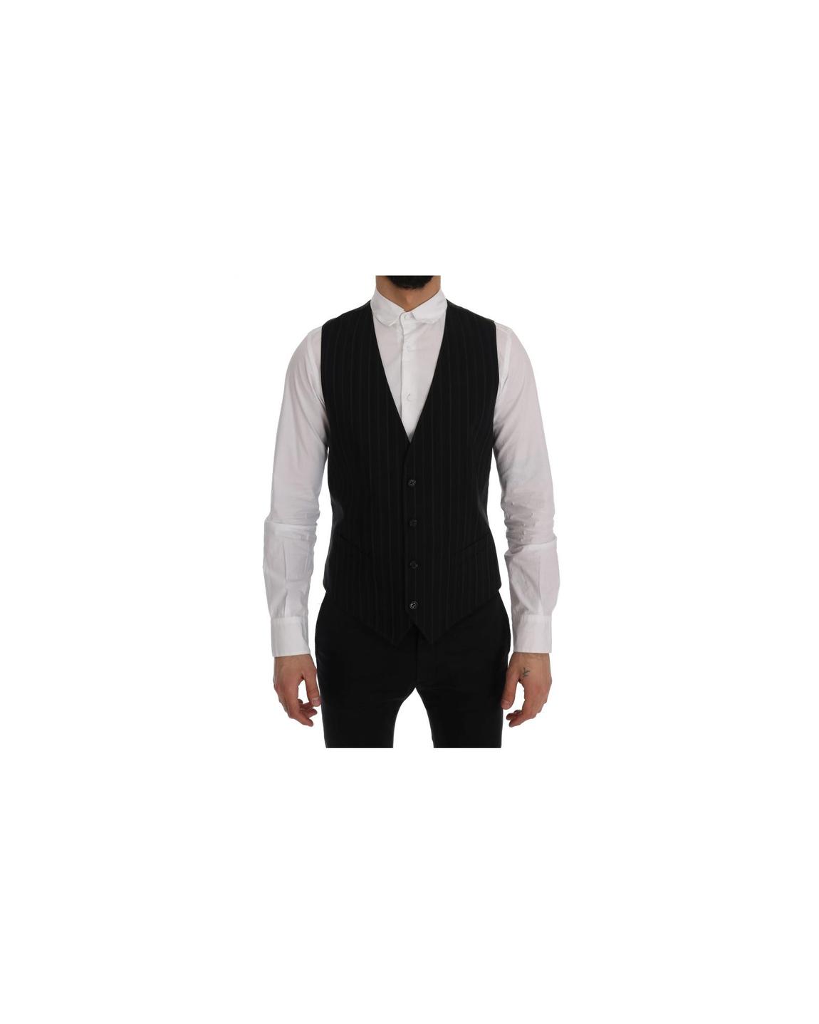 Black Pinstripe Vest Formal Style main product photo