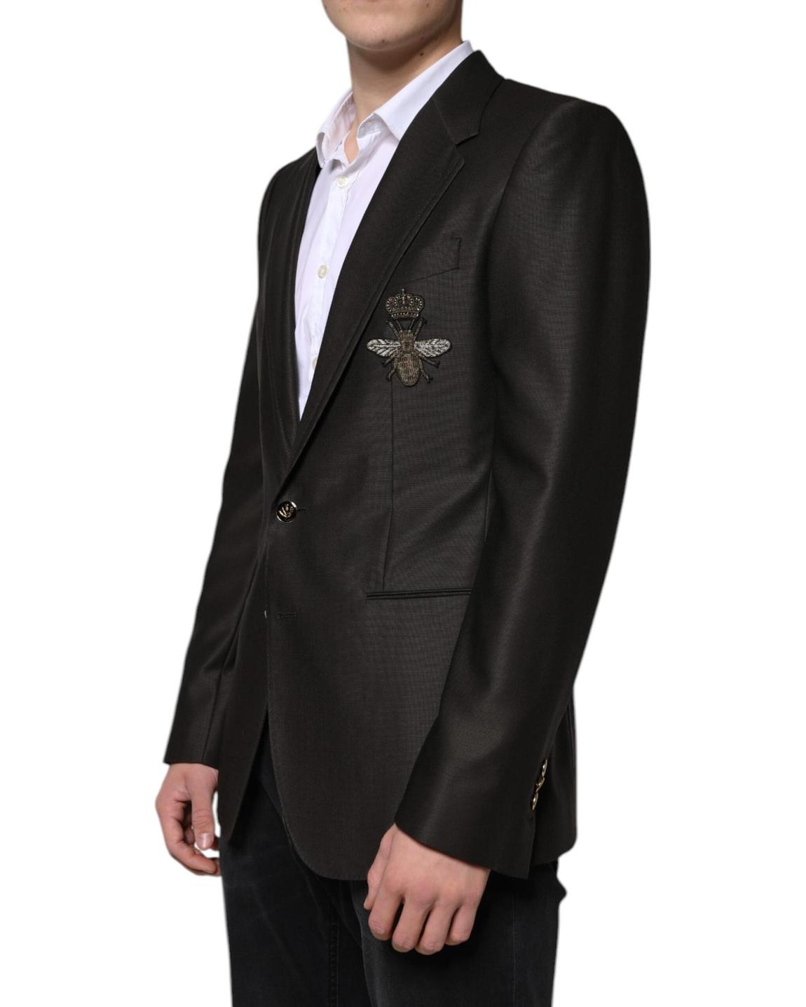 Classic Fit Bee Embroidered Blazer - Black main product photo