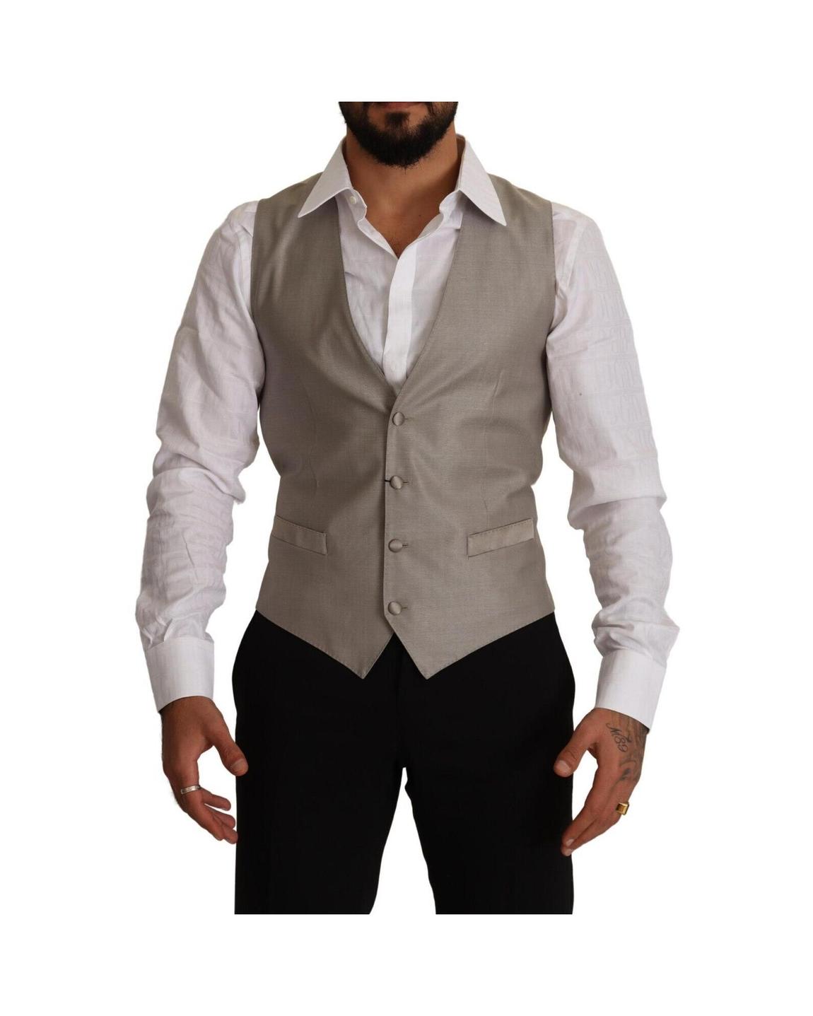 Tailored VNeck Vest - Beige main product photo