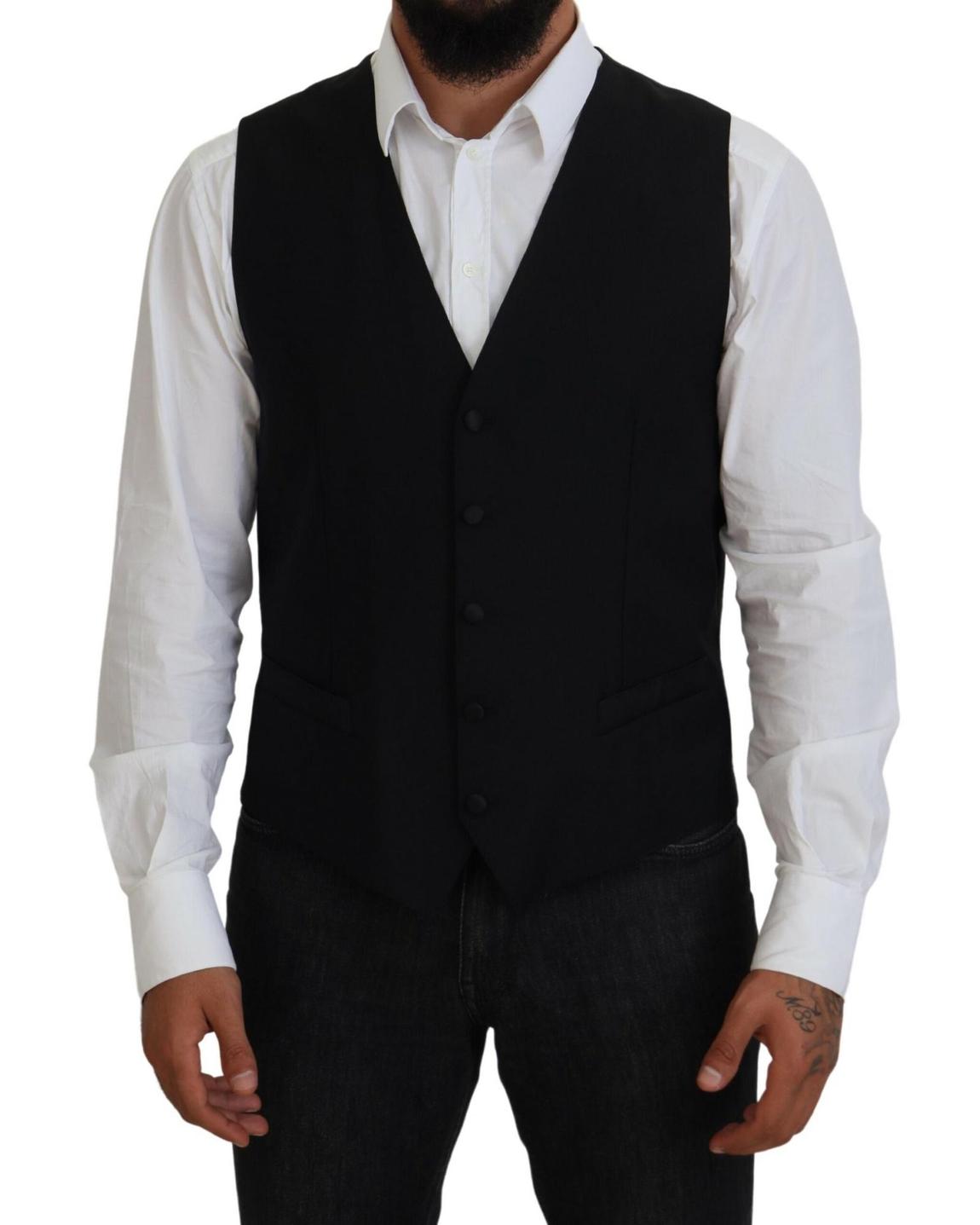 Classic VNeck Wool Vest - Black main product photo
