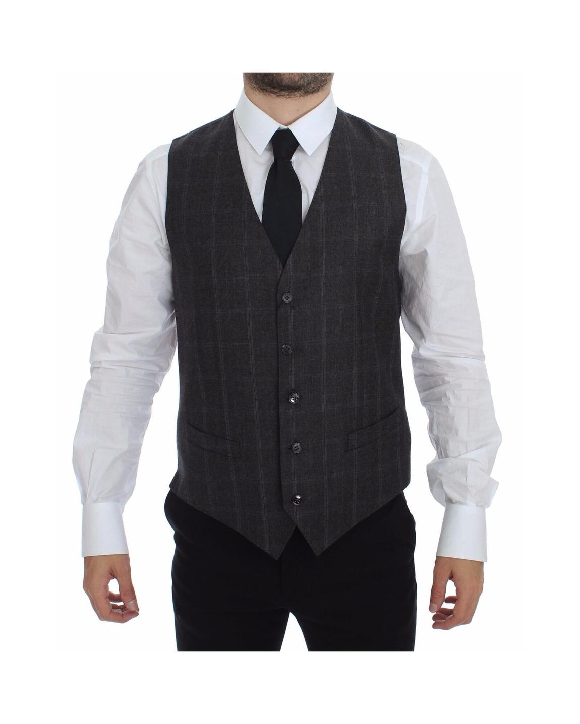 Classic Fit Checked Vest - Brown main product photo
