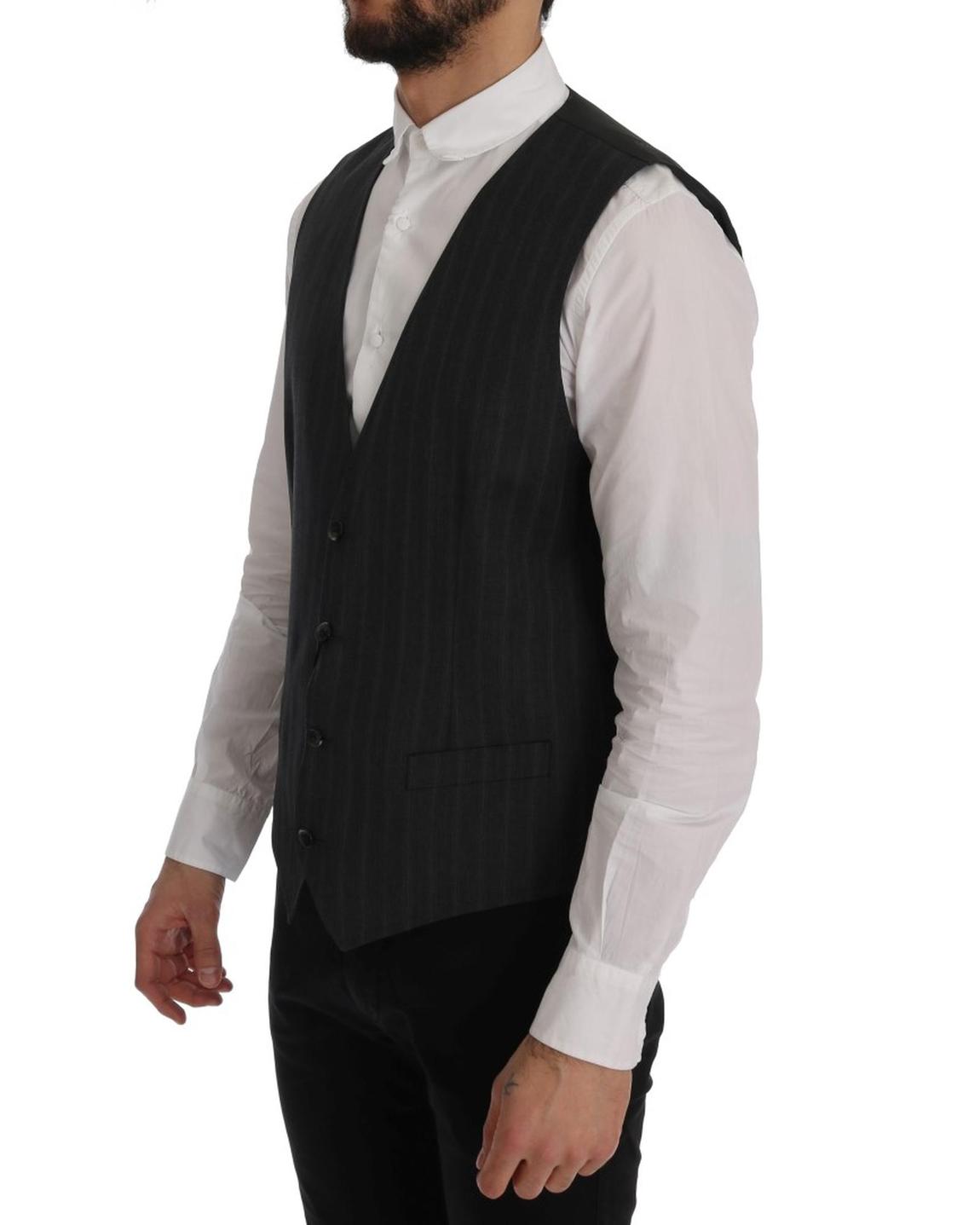 Gray Wool Vest Pinstripe Style main product photo