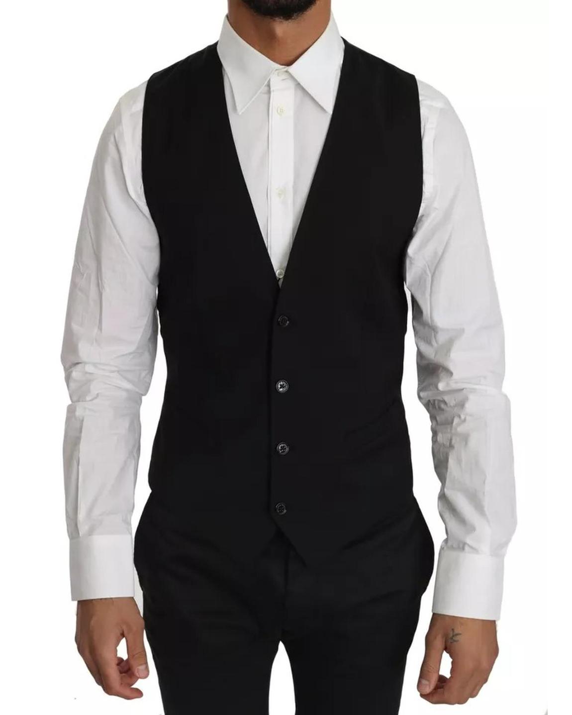 Black Wool Vest Classic Fit main product photo