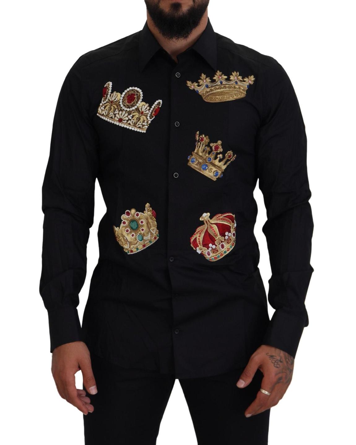 CrownEmbroidered Shirt Long Sleeve - Black main product photo