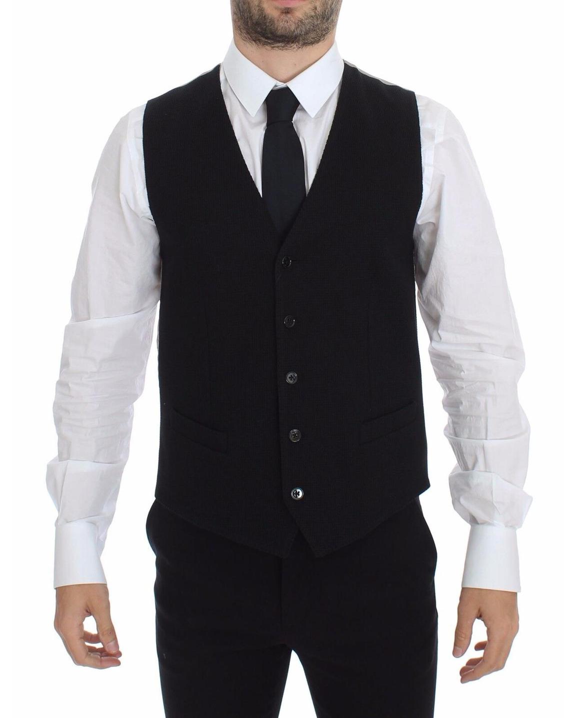 Black Knitted Vest - Blackwhite main product photo