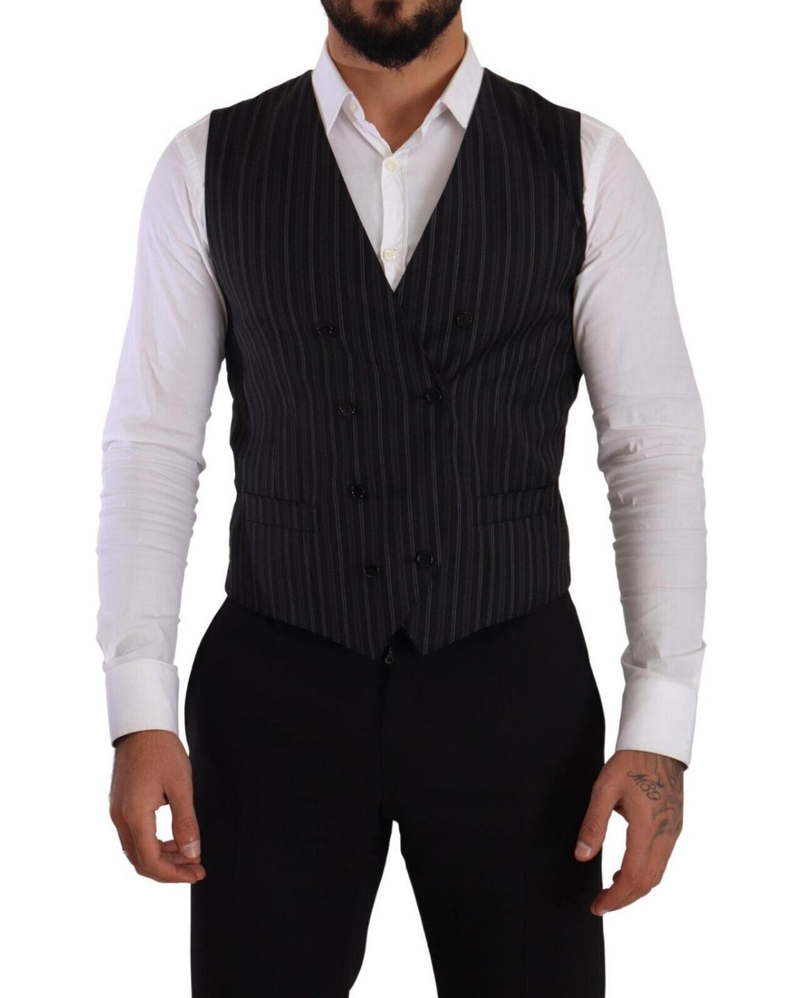 Double Breasted Vest TSH7592 - Black And Gray main product photo