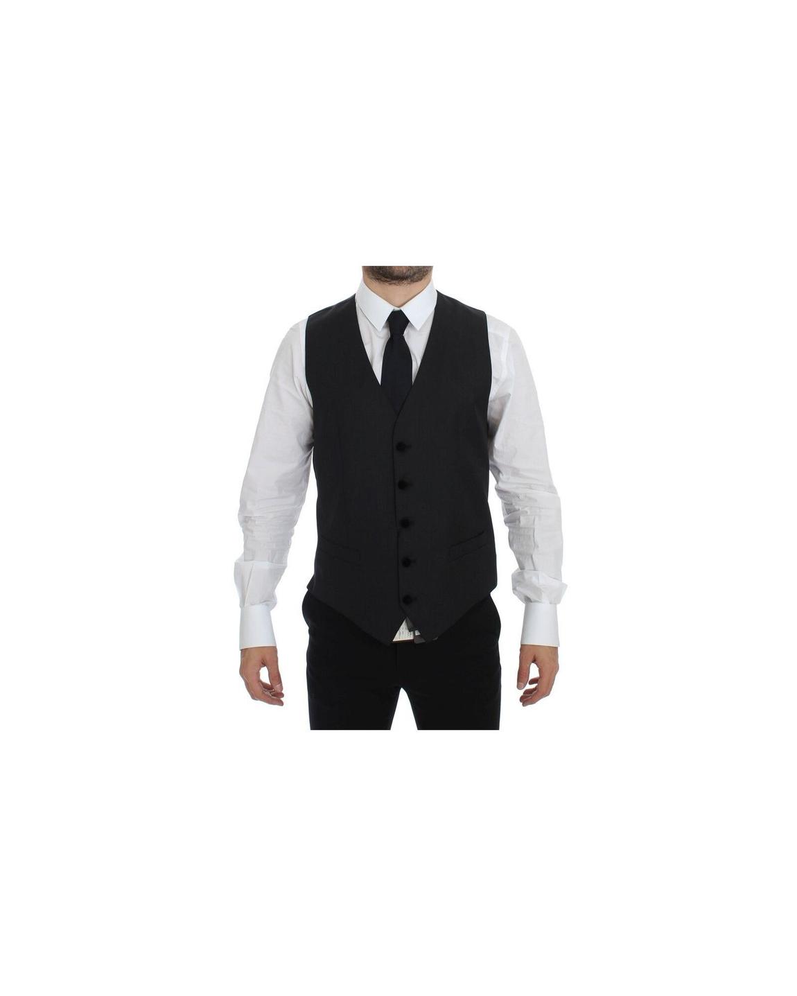 Black Wool Vest Classic Style - Gray main product photo