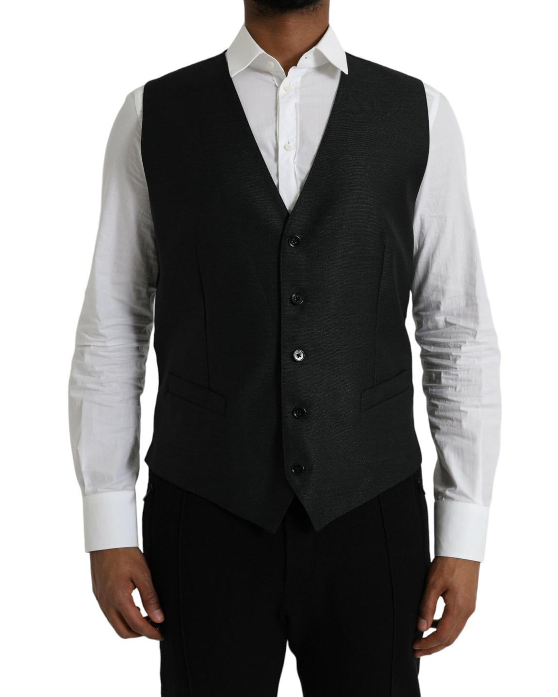 Tailored VNeck Vest - Black main product photo