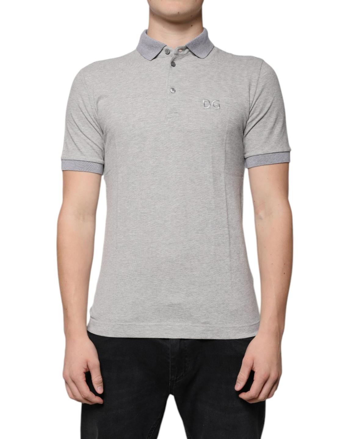 Grey Cotton Polo Shirt DG Logo - Gray main product photo