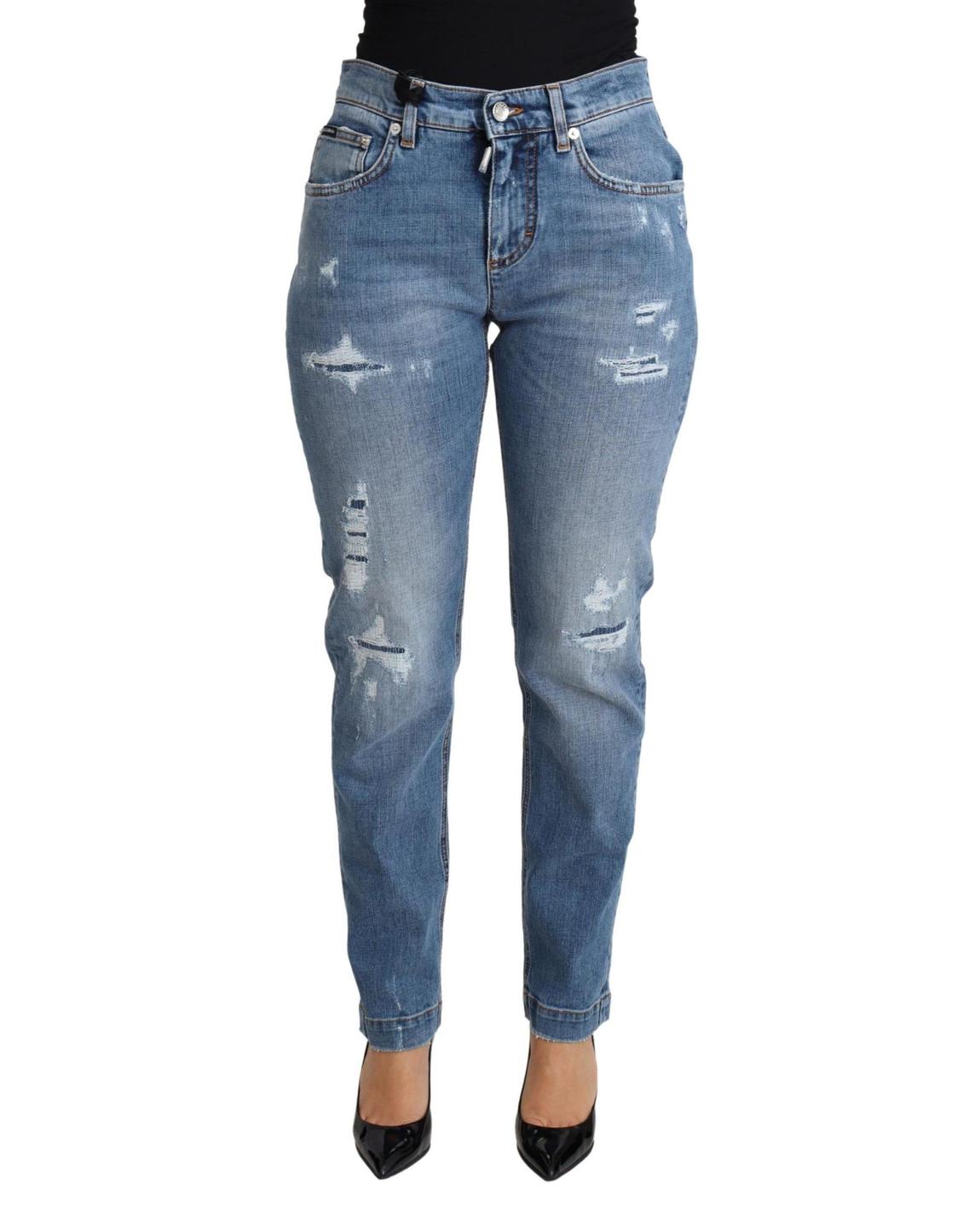 Dolce Gabbana Ripped Jeans Light Wash Wo - Blue Jeans main product photo