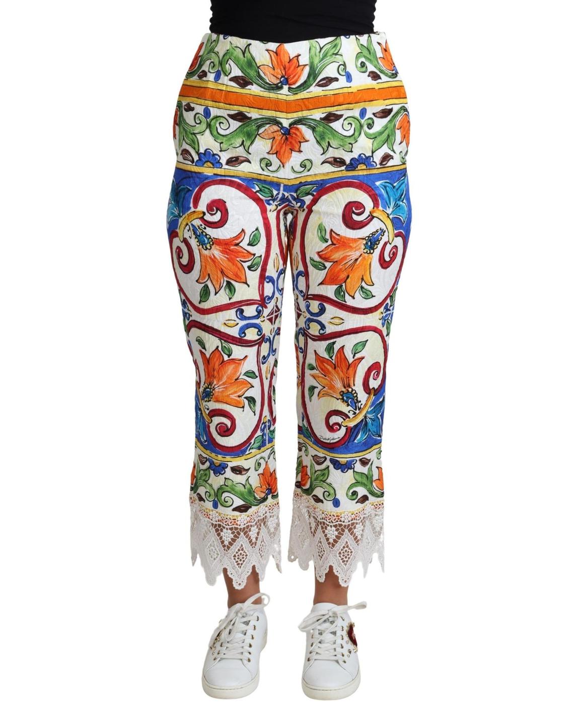 Dolce Gabbana Majolica Print Trousers Wo - Multicolor Jeans main product photo