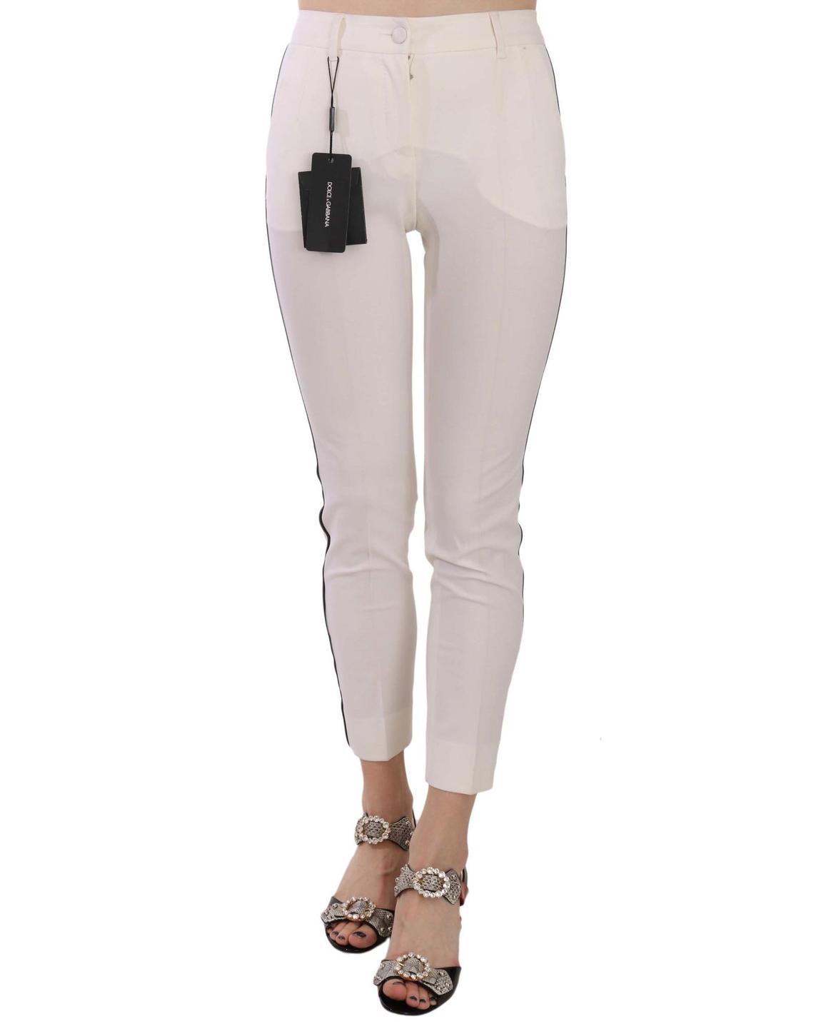 Slim Fit Trousers Side Stripe Detail Wo - White Jeans main product photo