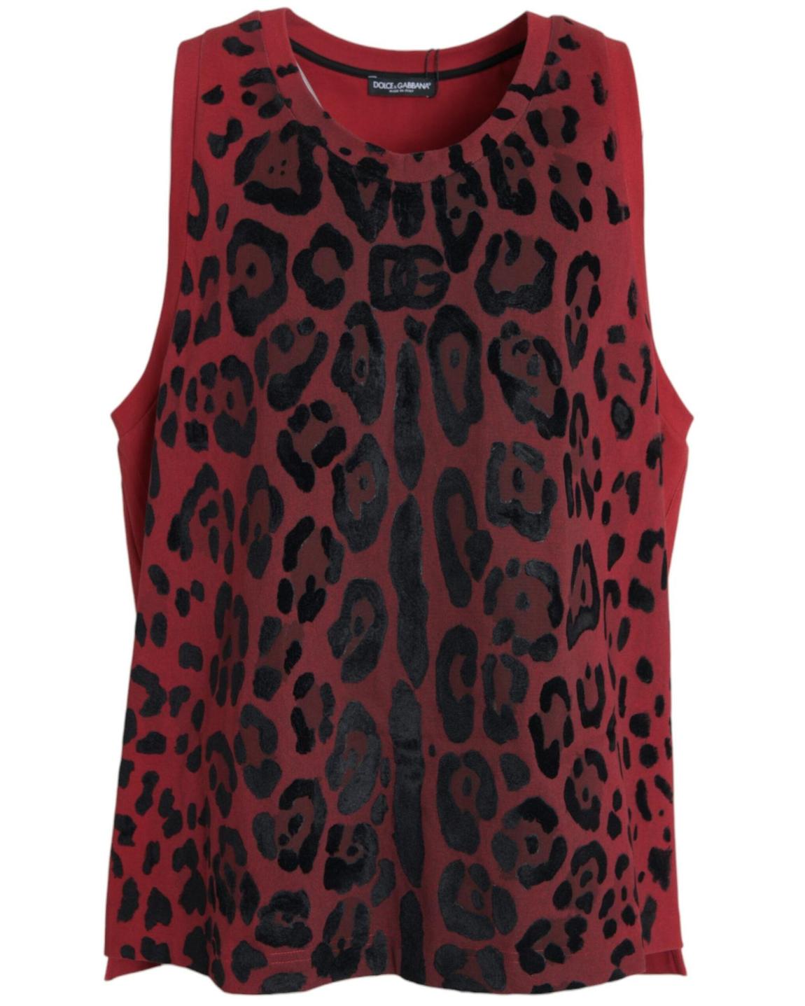 LeopardPrint Tank Top TSH85085- Red T-Shirts main product photo