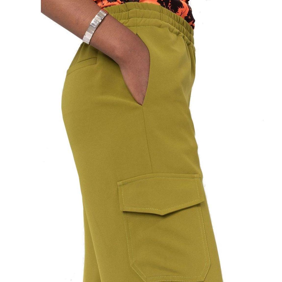 Elasticated Waist Trousers with Multiple Pockets Wo - Green Jeans main product photo