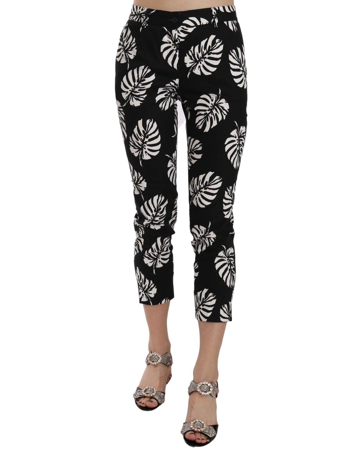 Dolce Gabbana Cropped Trousers Floral Print Wo - Black Jeans main product photo