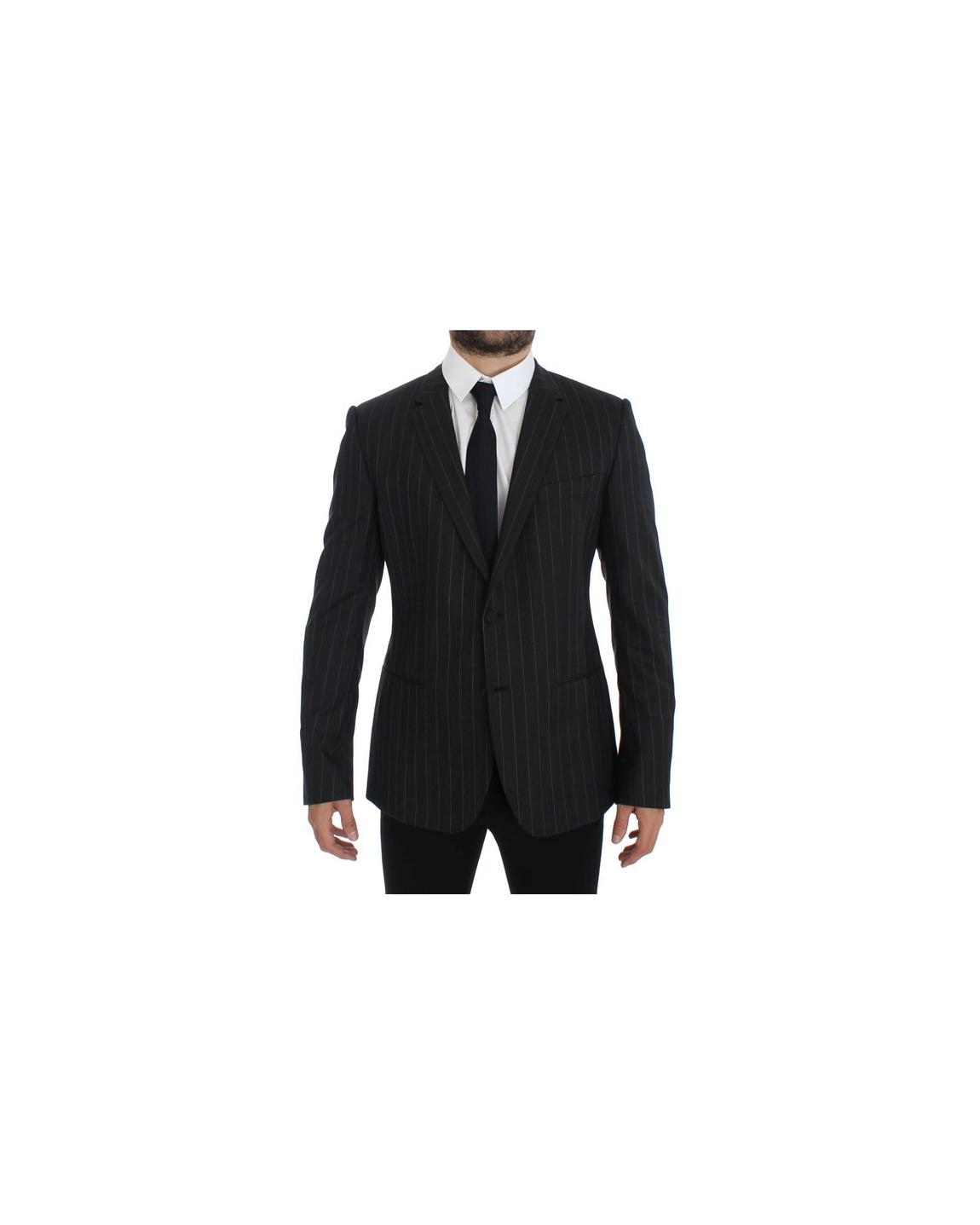 Pinstripe Wool Blazer Classic Fit - Gray main product photo
