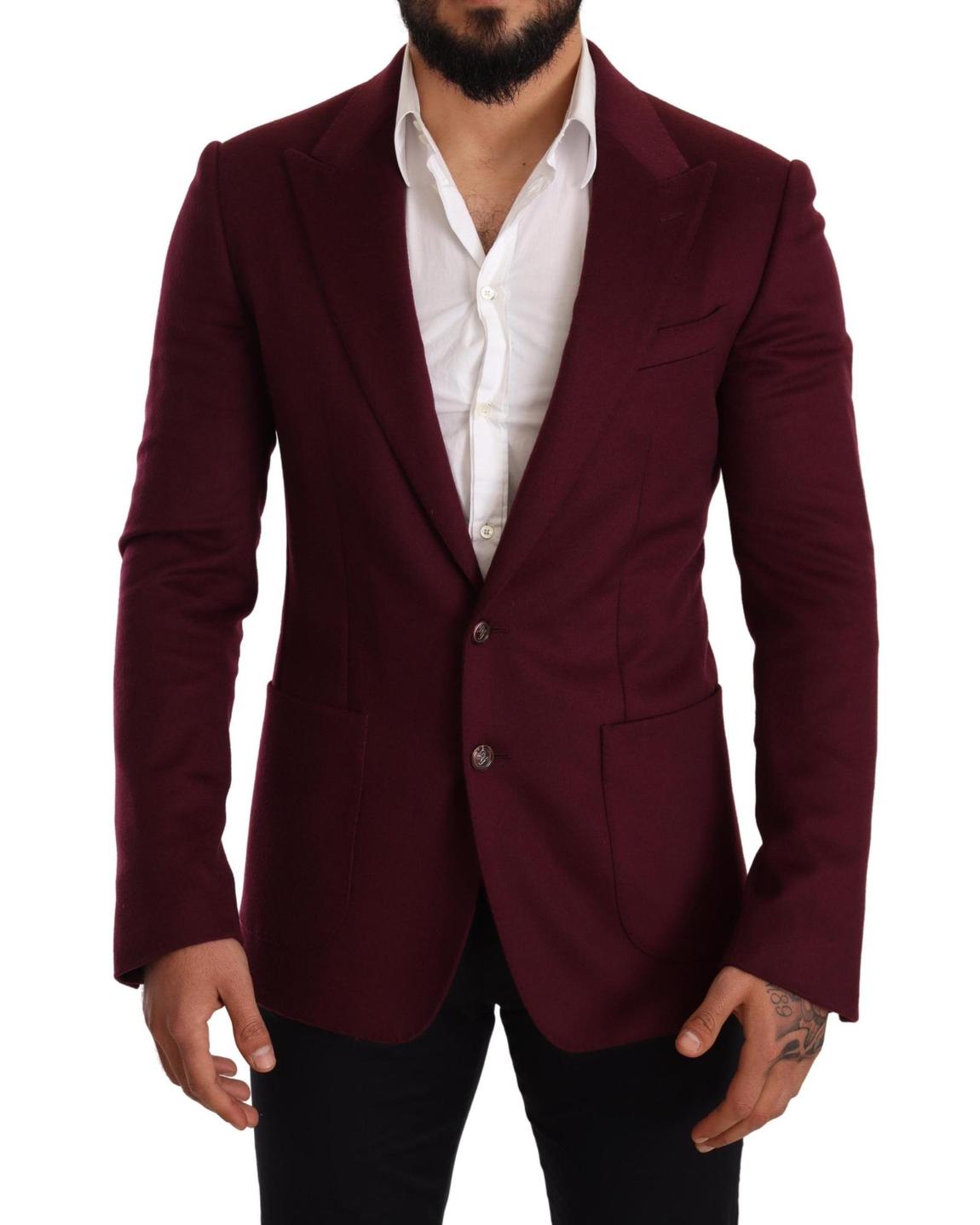 Burgundy Blazer Notch Neck Long Sleeve - Bordeaux main product photo
