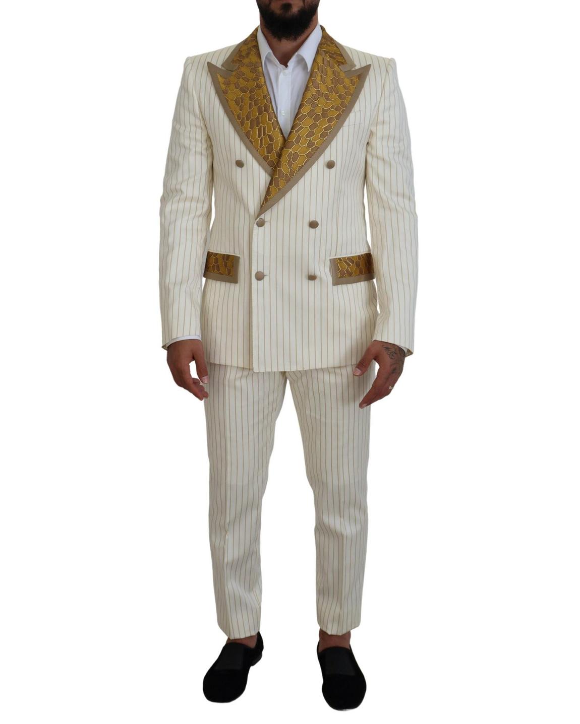 Double Breasted Pinstripe Suit - Off White main product photo