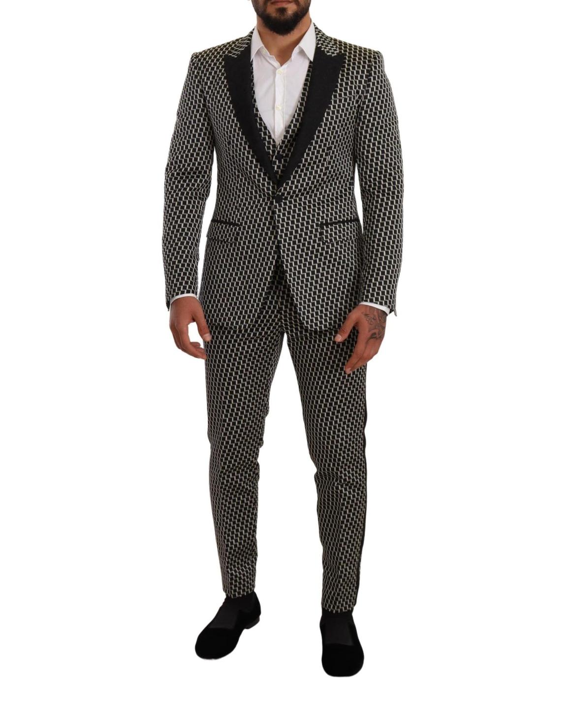 Geometric Pattern SlimFit Suit - Black main product photo