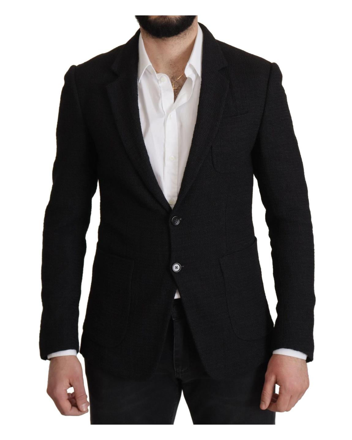 Black Tweed Blazer Classic Fit Men main product photo