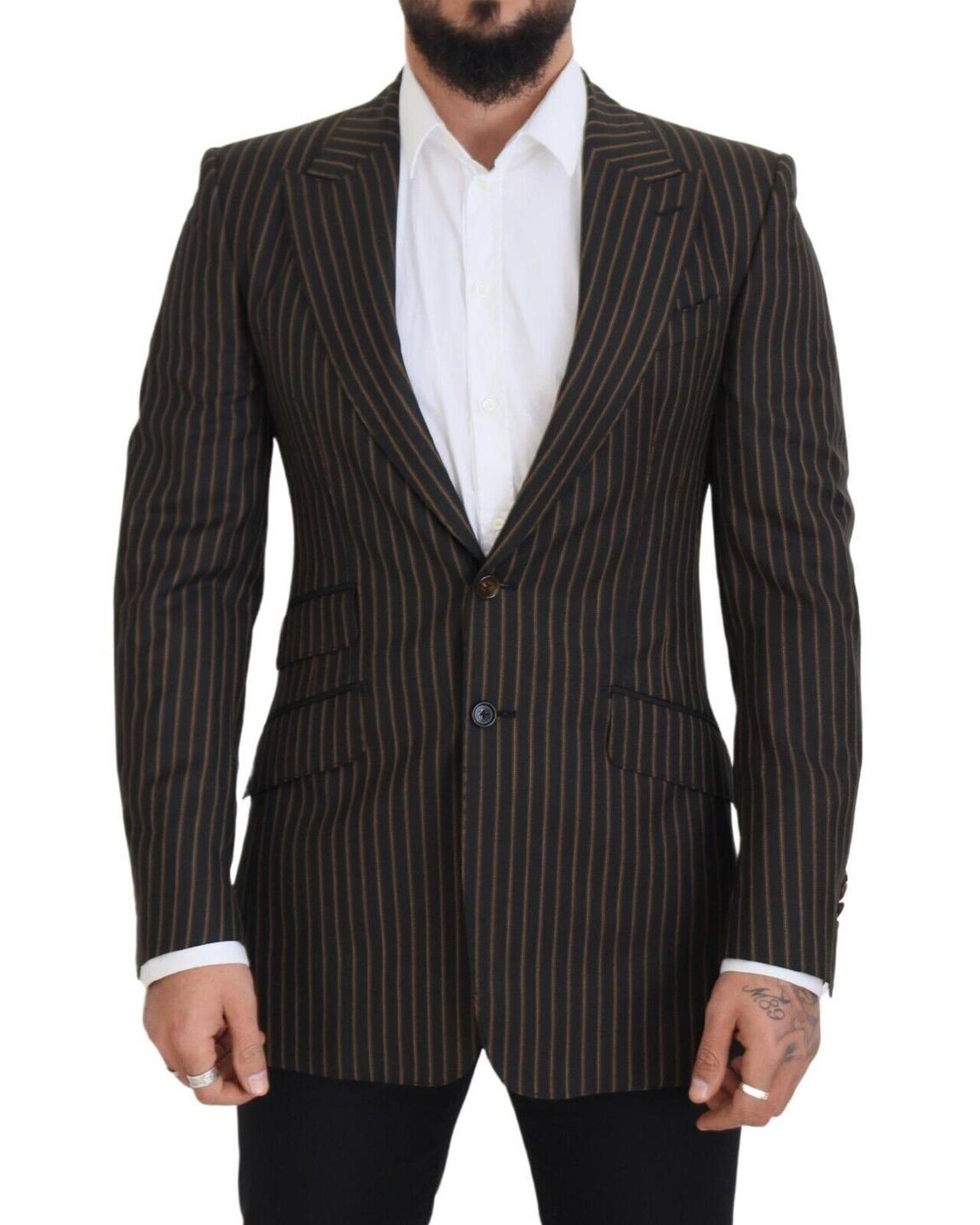 Pinstripe Blazer Classic Formal Wear - Black And Brown main product photo