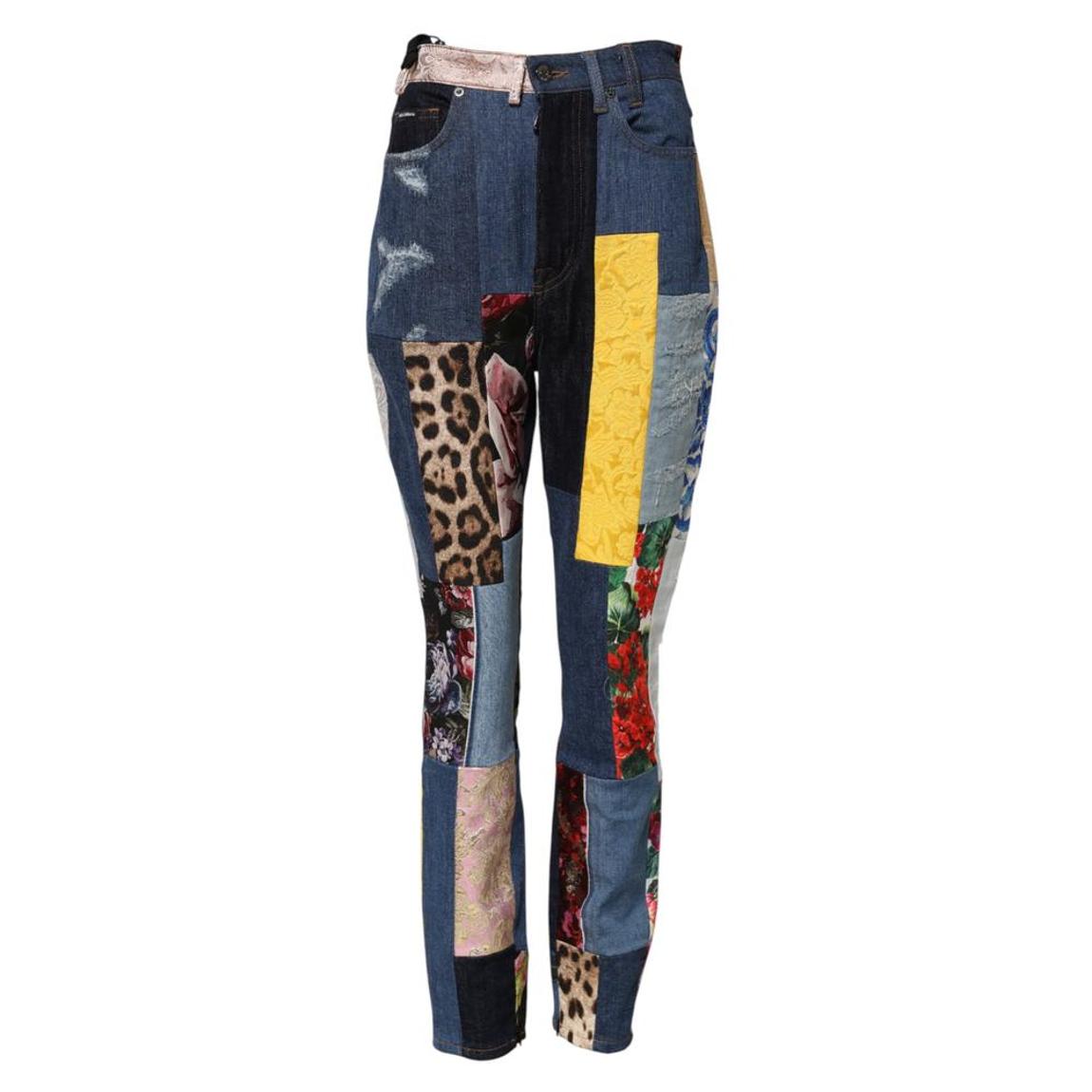 Patchwork Skinny High Waist Denim Jeans Wo - Multicolor Jeans main product photo