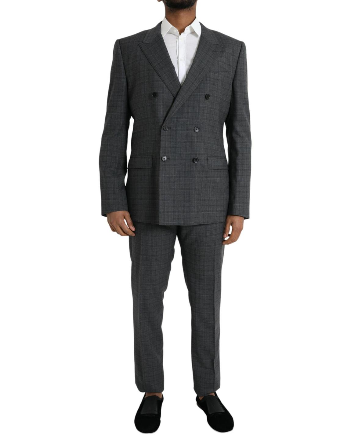 Double Breasted Suit Check Pattern - Gray main product photo