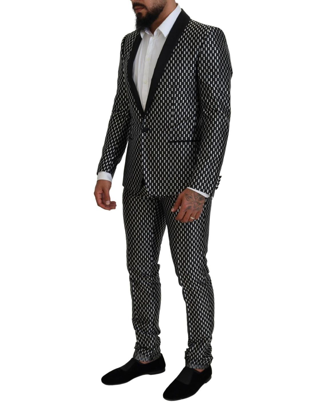 Geometric Pattern SlimFit Suit - Black main product photo