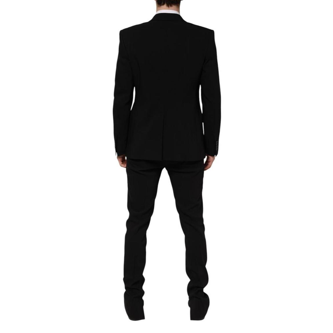 Single Breasted 2 Piece Suit with Peak Lapel and Slim Fit - Black main product photo