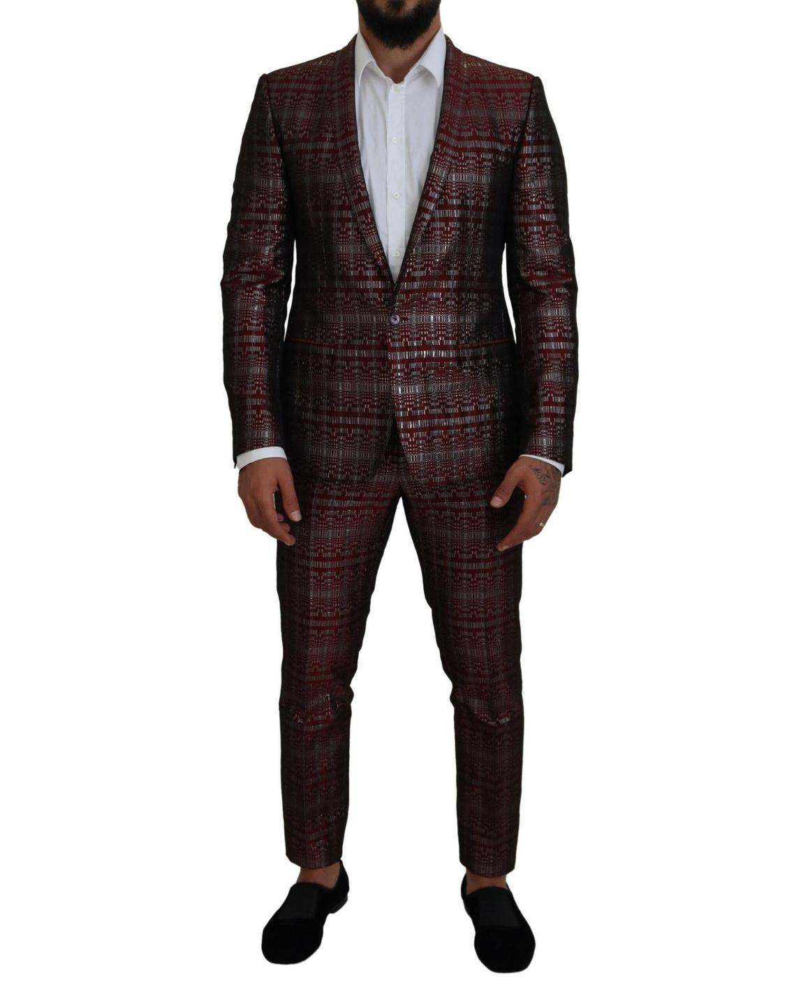 Burgundy SilverPatterned Suit - Bordeaux main product photo
