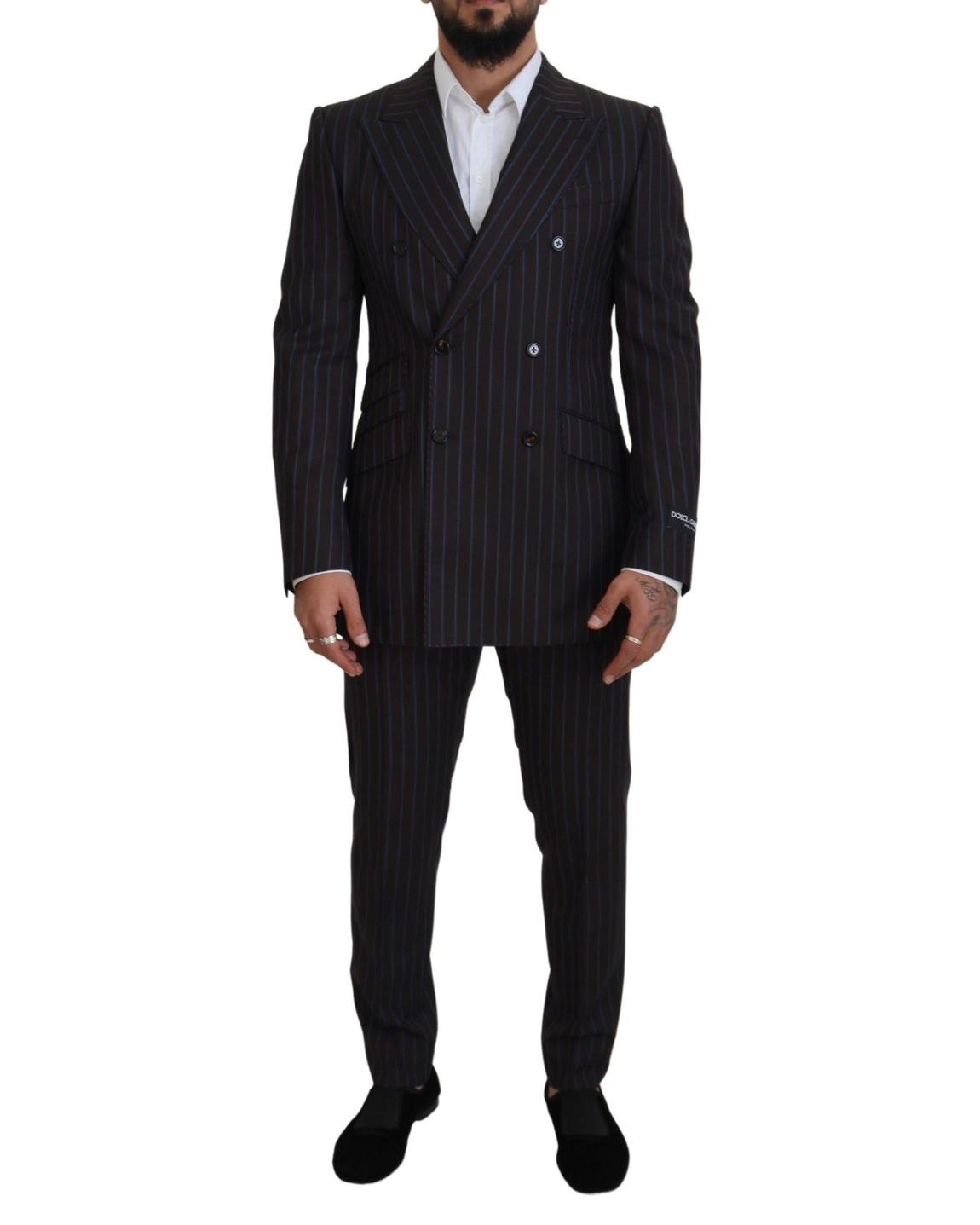Double Breasted Pinstripe Suit KOS2001 - Black main product photo