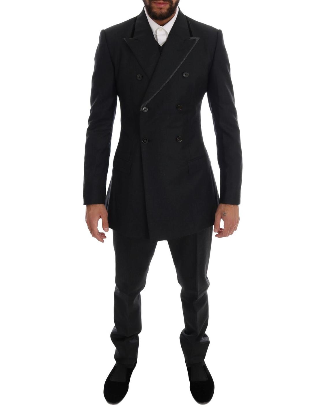 Tailored Fit Double Breasted Blazer - Gray Suits main product photo