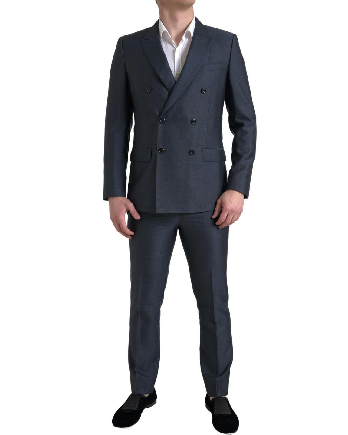 Classic Fit Double Breasted Suit - Blue main product photo