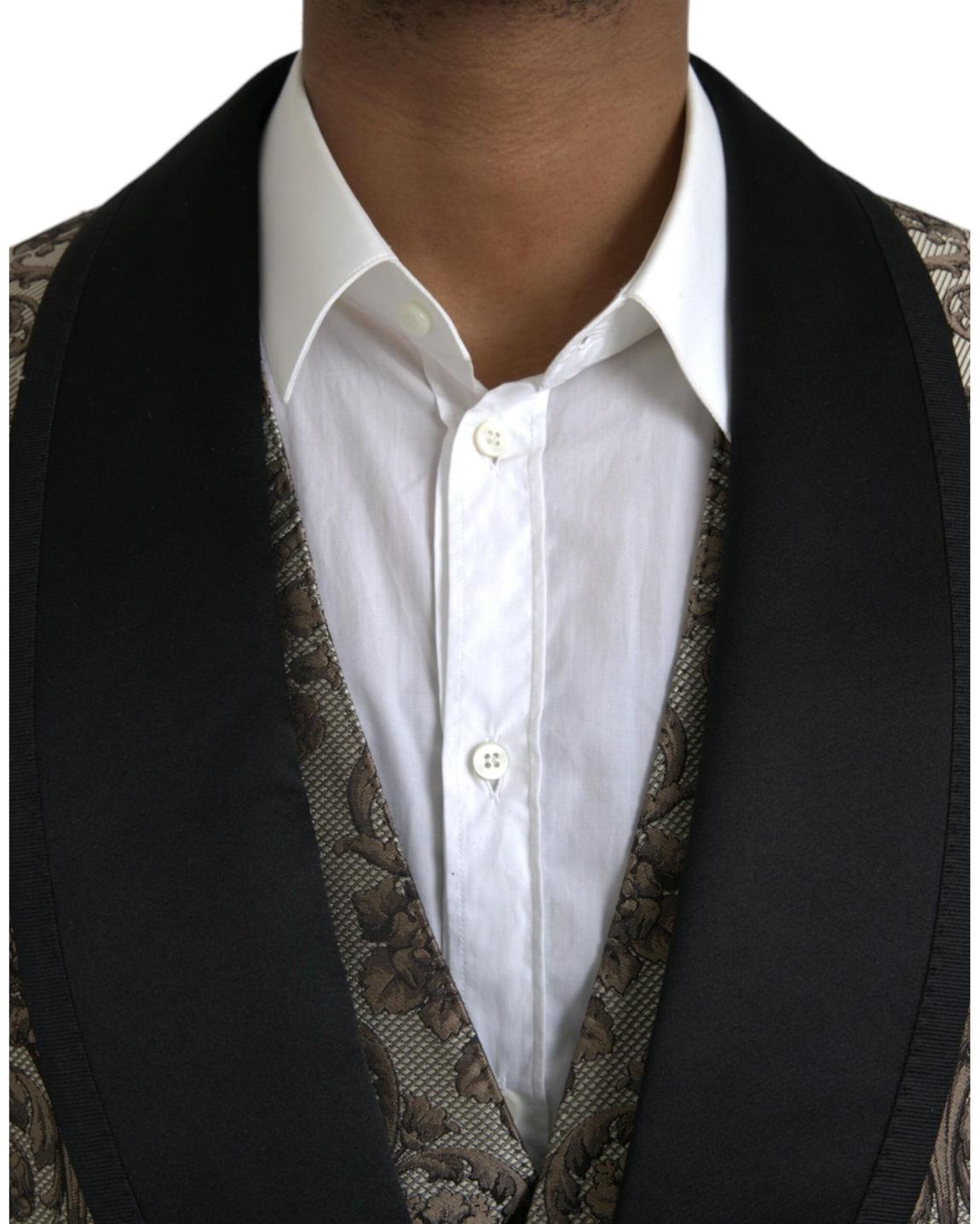 Baroque Print SlimFit Suit - Brown main product photo
