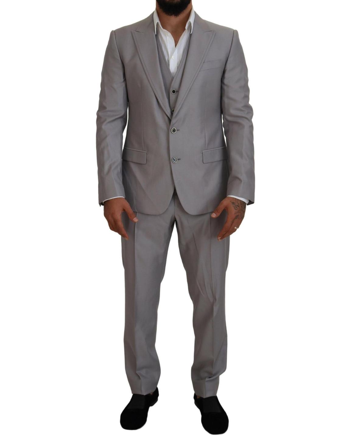 Gray Wool Suit ThreePiece - Silver main product photo