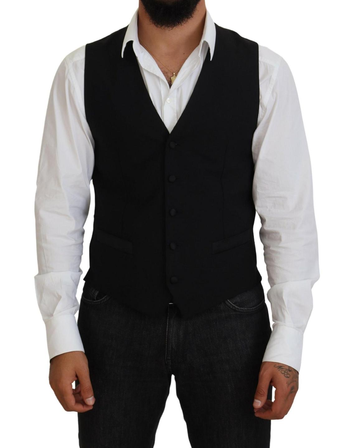 Black Wool Vest Classic Fit main product photo