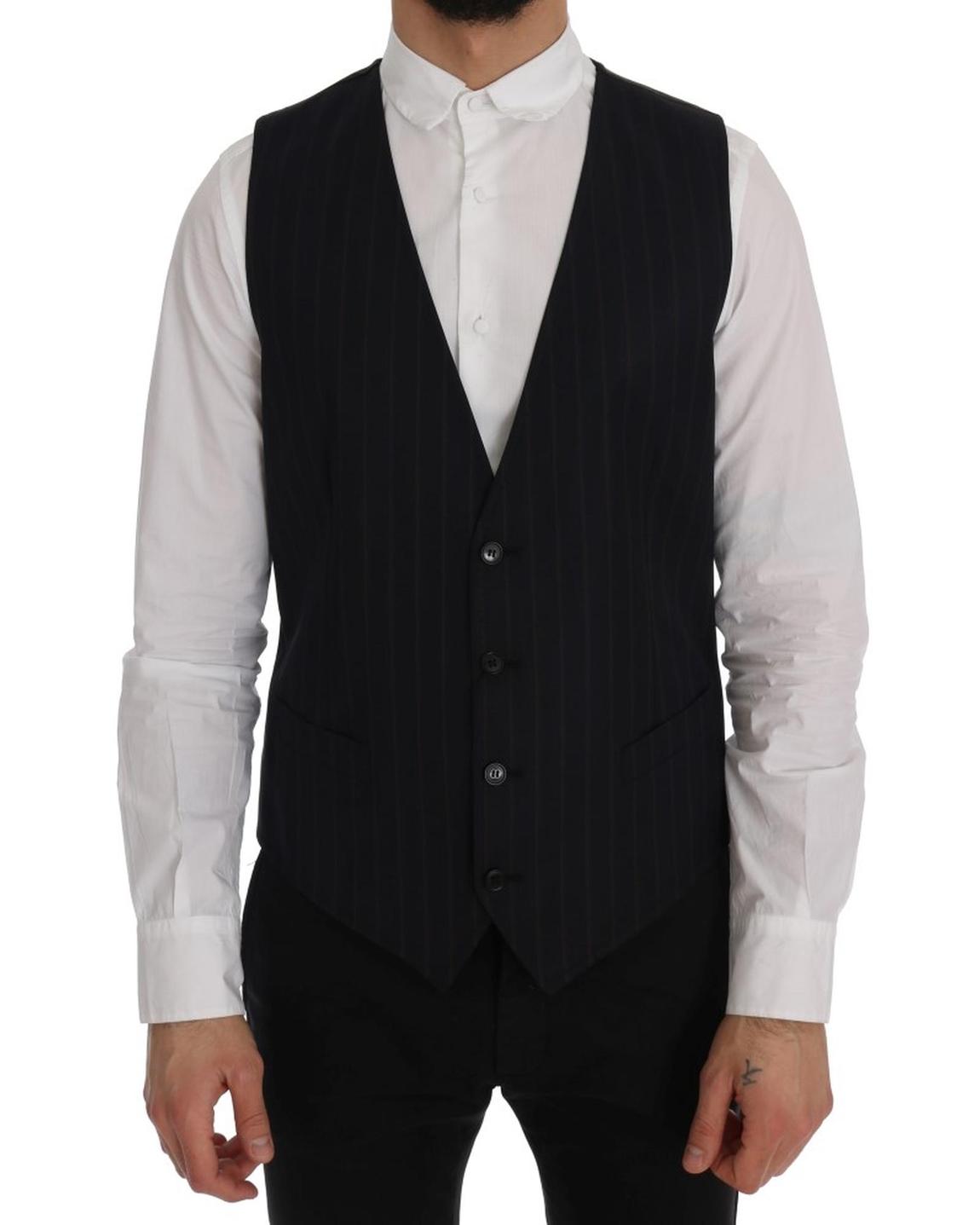 Navy Pinstripe Vest - Blue main product photo