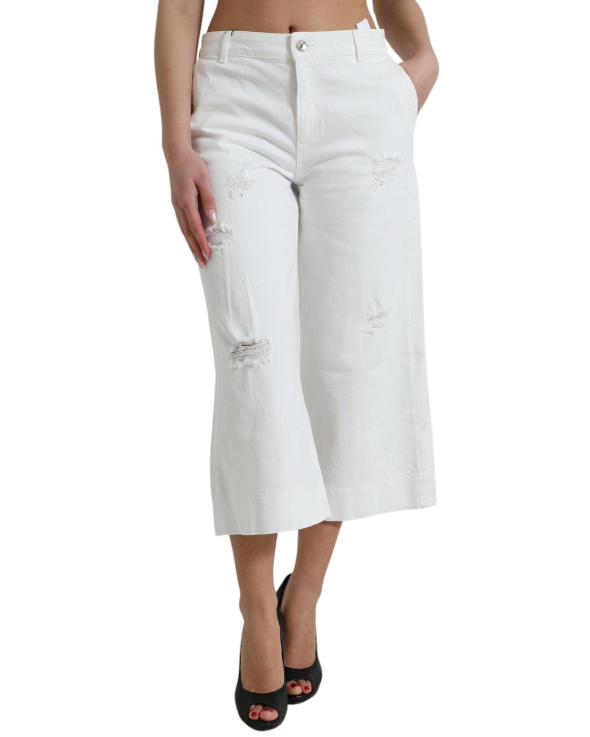 Distressed Culottes White Jeans main product photo