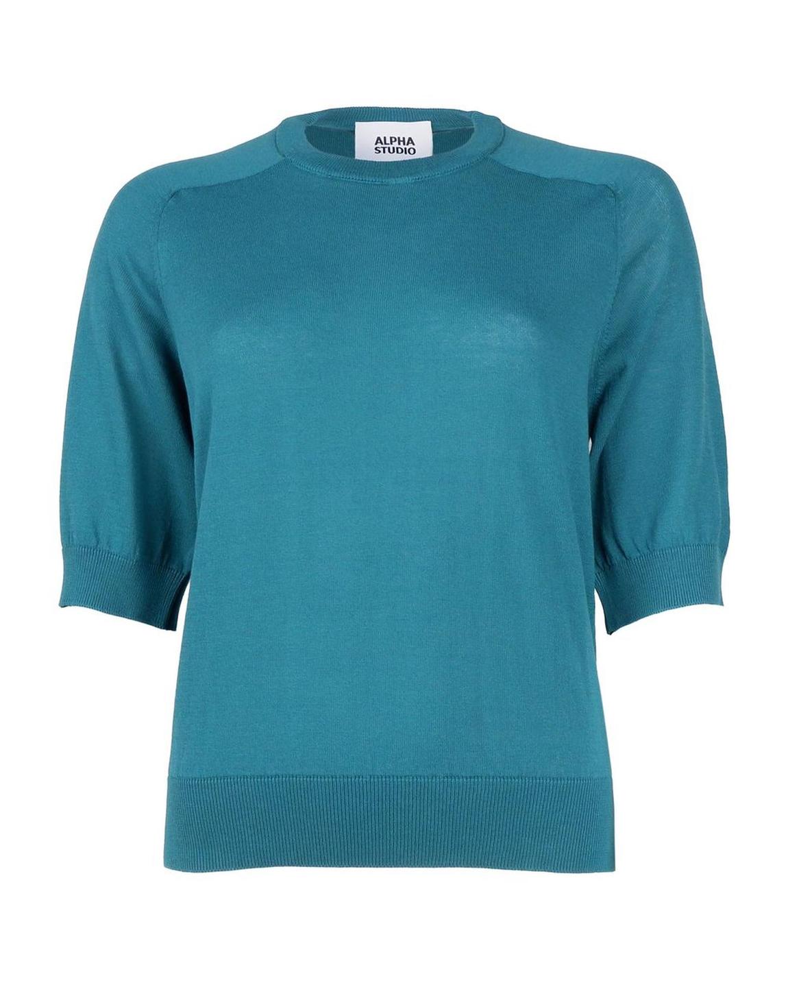 Knit Cotton HalfSleeve Pullover Wo - Green Sweaters main product photo