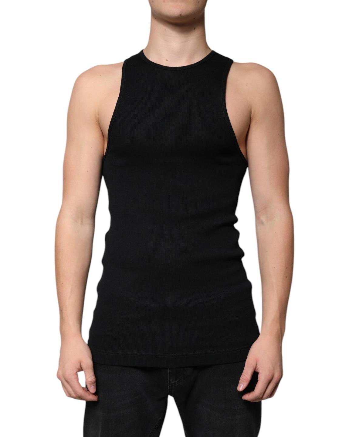 Ribbed Tank Top TSH87448- Black T-Shirts main product photo
