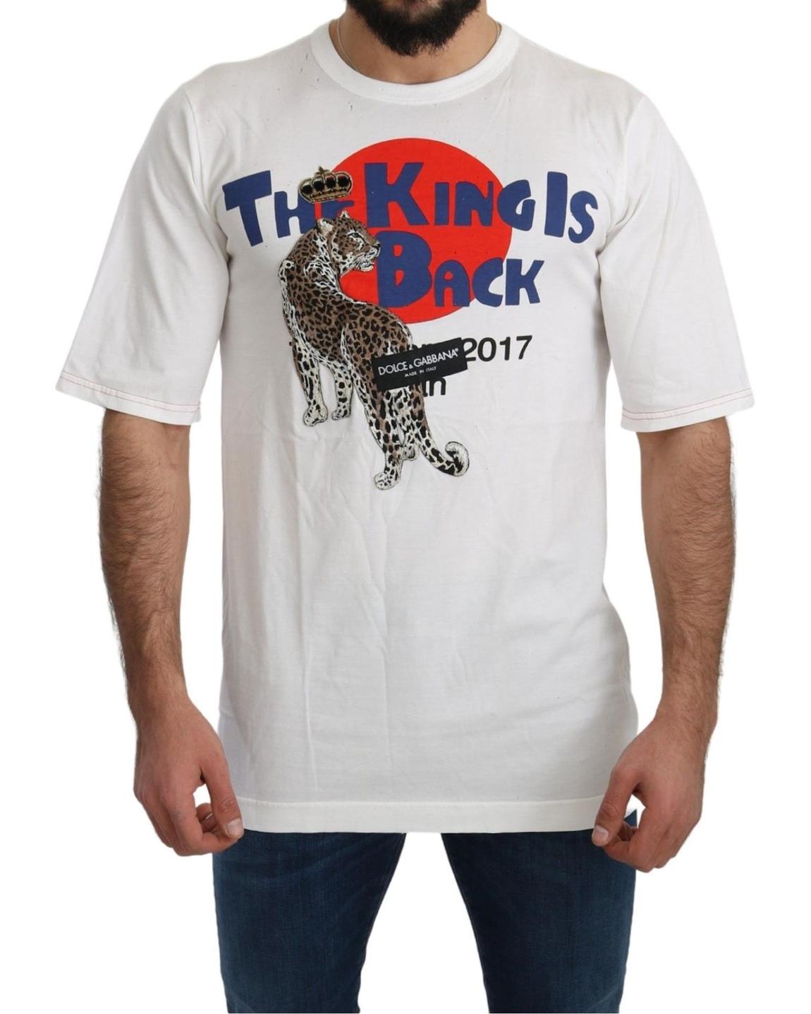 Leopard Print TShirt The King Is Back - White T-Shirts main product photo