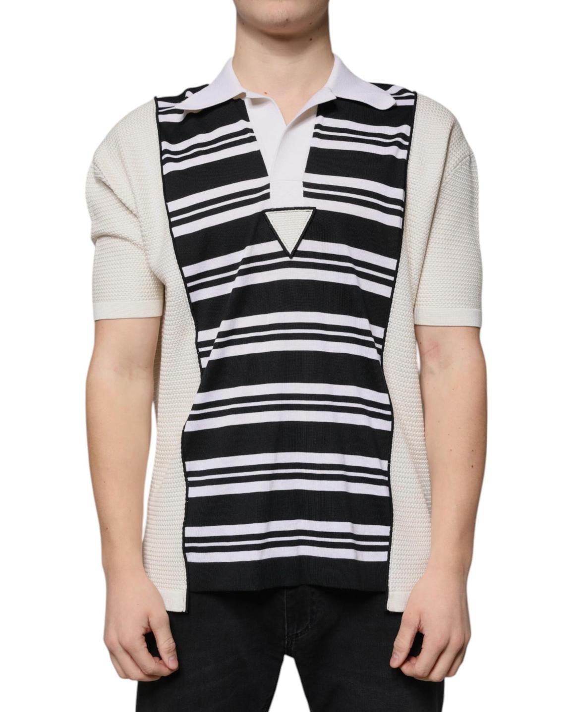 Striped Knit Polo Shirt- Multicolor T-Shirts main product photo