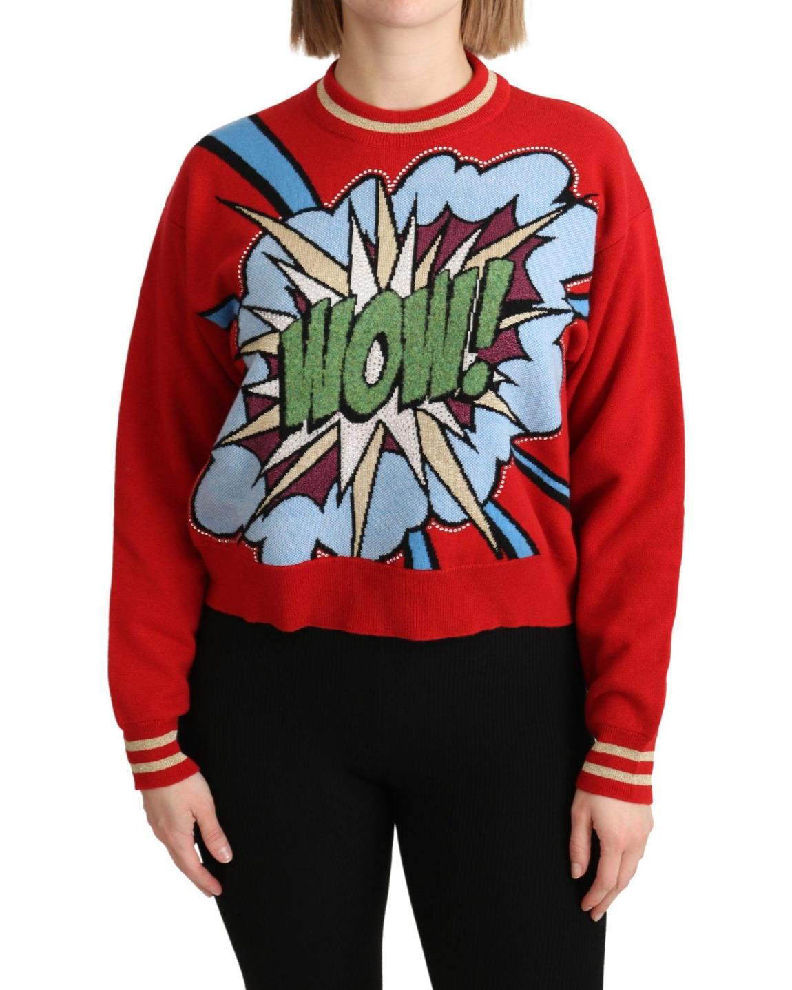 Dolce Gabbana Knit Wool Sweater Comicprint Wo - Red main product photo