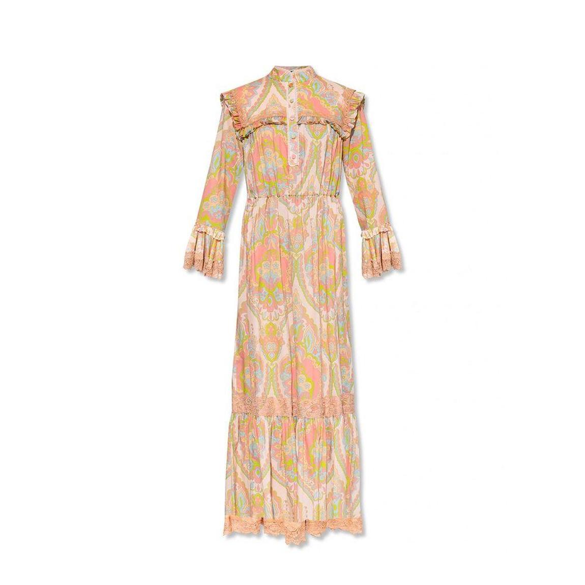 Fiorito Floral Cotton Dress with Lace Trim and Mandarin Collar Wo - main product photo