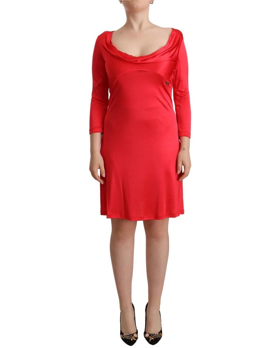 John Galliano Cowl Neck 34 Sleeve ALine Dress Wo - Red Dresses main product photo