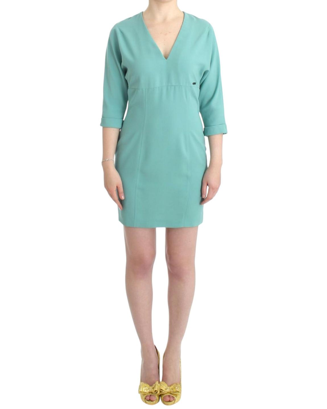 Costume National Shift Dress VNeck 34 Sleeves - Green Dresses main product photo