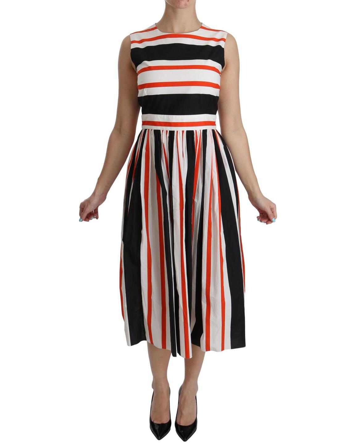 Striped Midi Dress Sleeveless - Multicolor Dresses main product photo