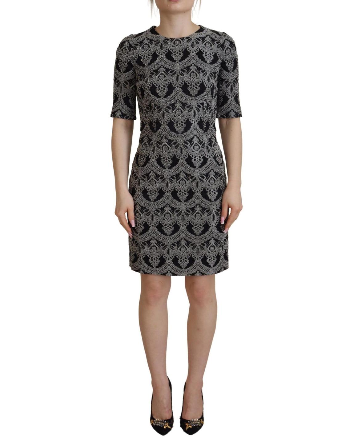 Lace Sheath Dress Embroidered Mini Dress - Black Dresses main product photo