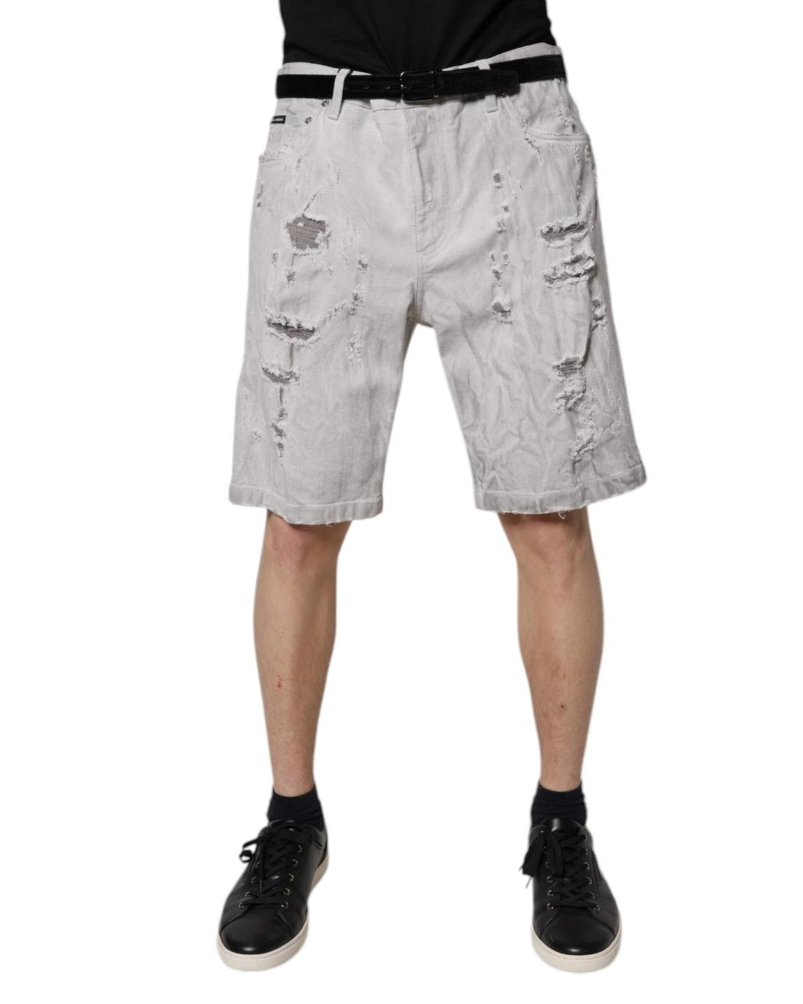 Ripped Denim Shorts Distressed - Gray main product photo