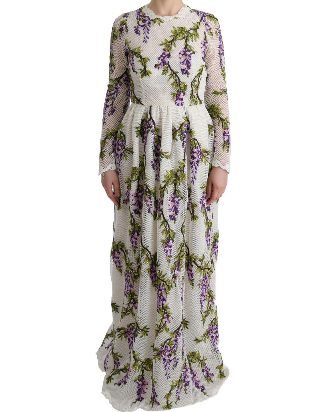 Wisteria Maxi Dress Long Sleeve Floral Wo - White Dresses main product photo